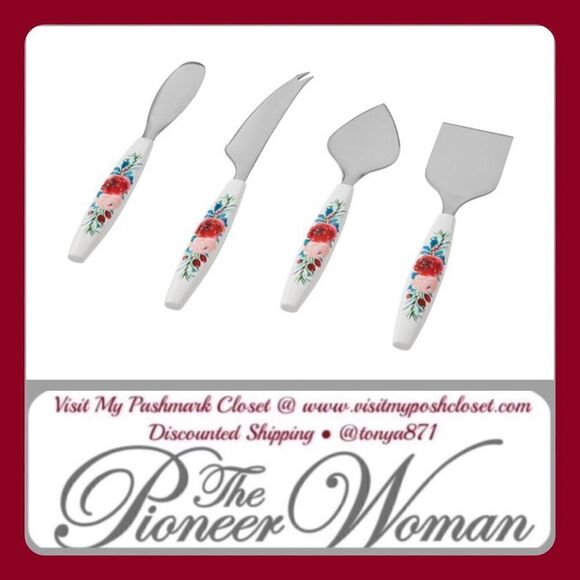 🦋 New Pioneer Woman Wishful Winter Holiday Knife Cheese Utensils, Set of 4 - Picture 1 of 8